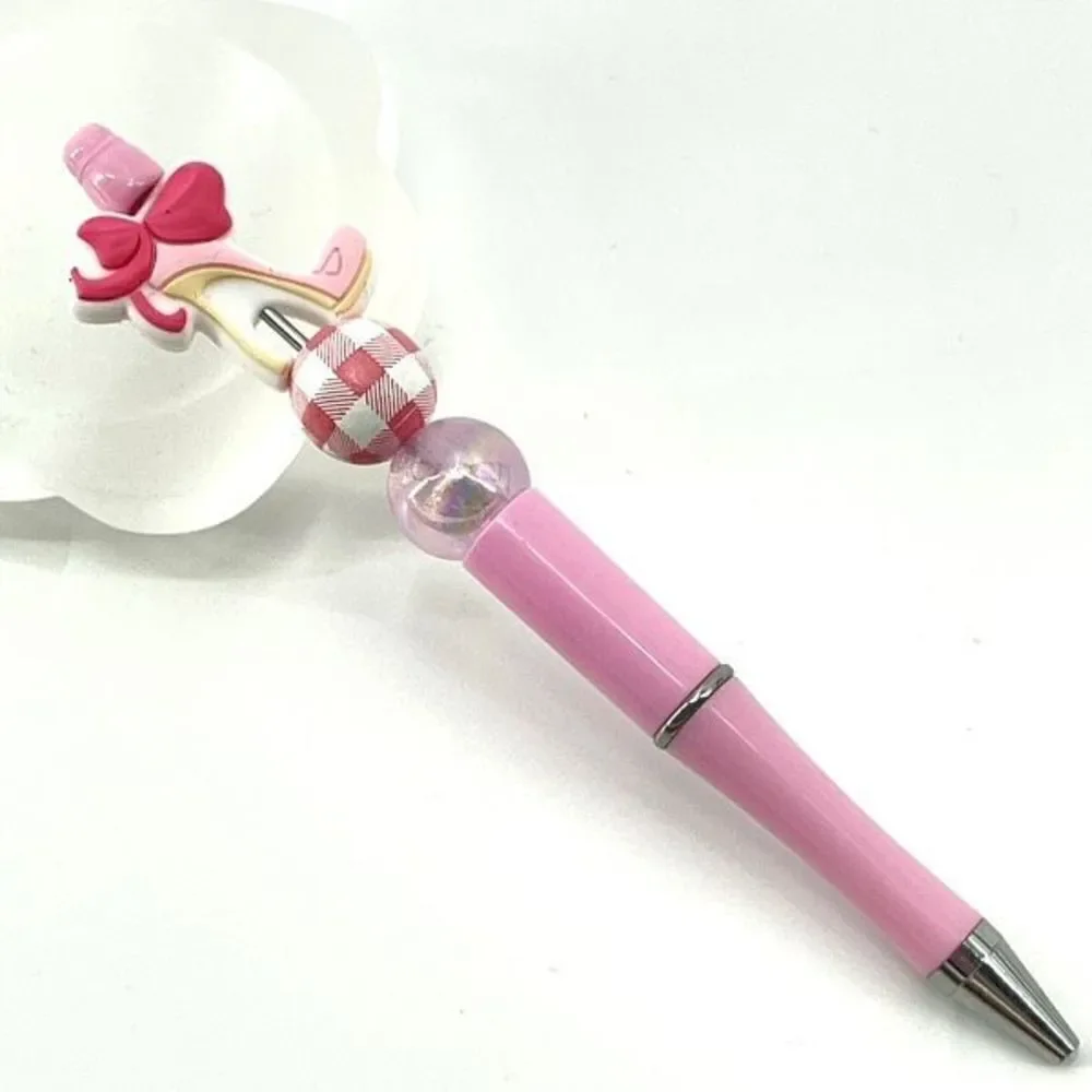 High heel bow Barbiecore handmade pen NEW beads rhinestone bling hot pink shoes